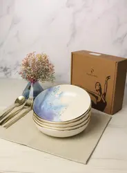 Набор салатников Porland Cosmos 415 мл 4шт, подарочная упаковка, белый, фиолетовый, голубой