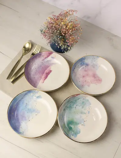 Набор салатников Porland Cosmos 415 мл 4шт, белый, фиолетовый, зеленый