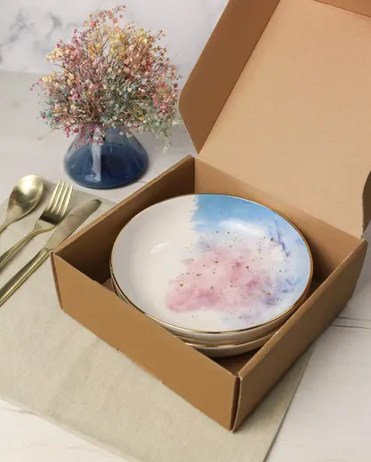 Набор салатников Porland Cosmos 415 мл 2шт, подарочная коробка, белый, голубой, фиолетовый