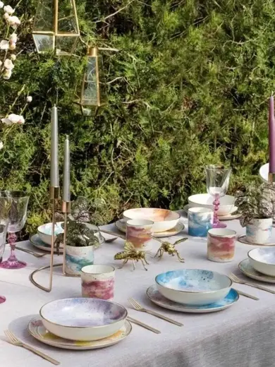 Набор салатников Porland Cosmos 415 мл 2шт, подарочная коробка, белый, голубой, фиолетовый