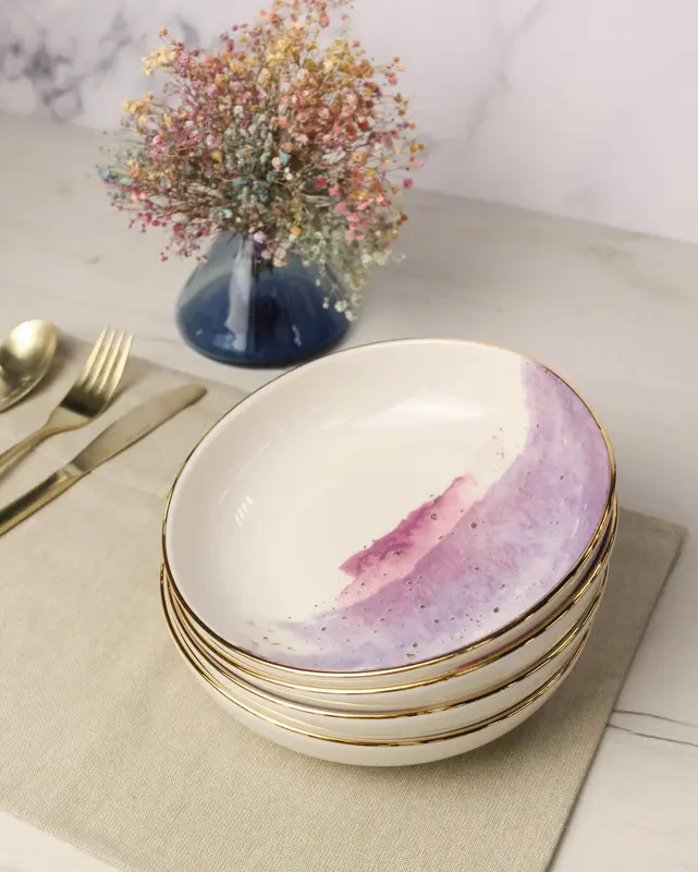 Набор салатников Porland Cosmos 415 мл 4шт, подарочная упаковка, белый, фиолетовый