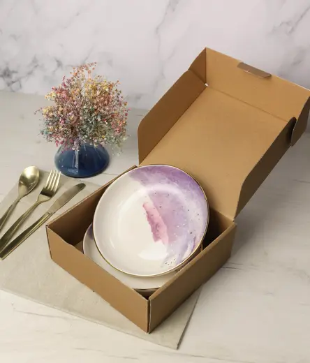 Набор салатников Porland Cosmos 415 мл 4шт, подарочная упаковка, белый, фиолетовый