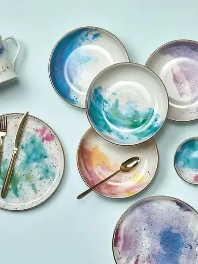 Набор салатников Porland Cosmos 415 мл 4шт, подарочная упаковка, белый, фиолетовый