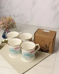 Набор кружек Porland Cosmos 380 мл, 4 шт, белый, голубой