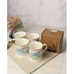 Набор кружек Porland Cosmos 380 мл, 4 шт, белый, голубой