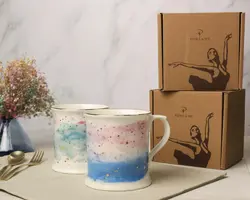 Набор кружек Porland Cosmos 380 мл, 2 шт, белый, фиолетовый, голубой