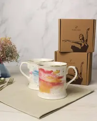 Набор кружек Porland Cosmos 380 мл, 2 шт, белый, песочный, голубой