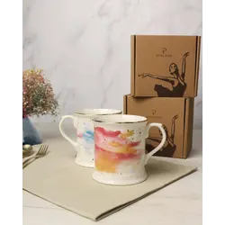 Набор кружек Porland Cosmos 380 мл, 2 шт, белый, песочный, голубой