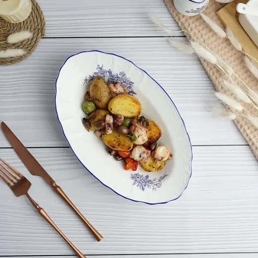 Блюдо овальное глубокое P.L. Proff Cuisine Sea Flower 25,5*15,8 см h3,8 см 250 мл