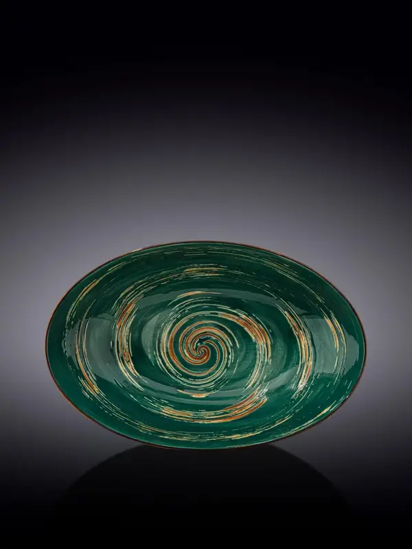 Салатник овальный, Wilmax, Spiral, 25 см, Зеленый