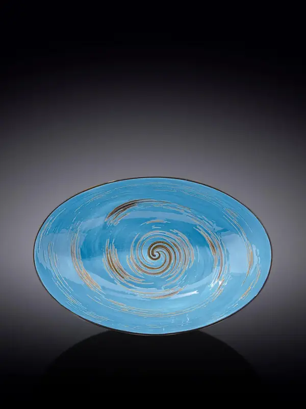 Салатник овальный, Wilmax, Spiral, 25 см, Голубой