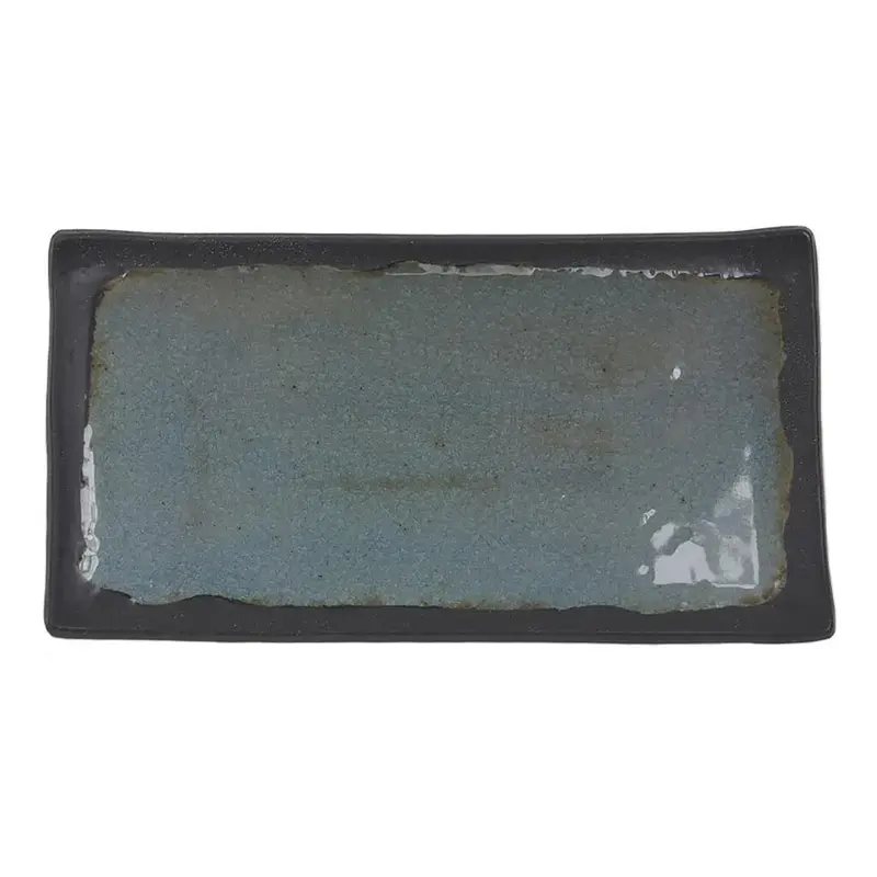 Блюдо прямоугольное, P.L. Proff Cuisine, Turquoise design on black, 32 x 17,6 x 2 см