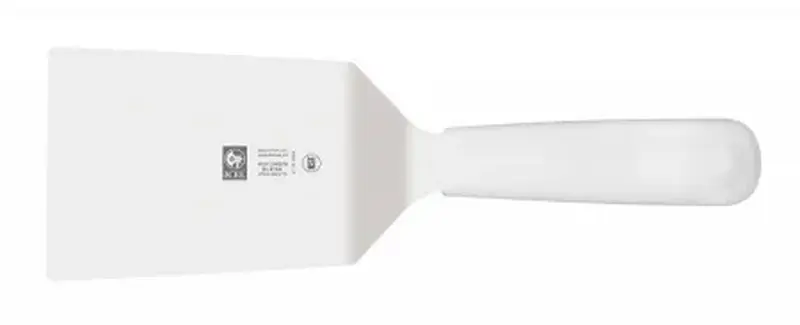 Лопатка 27,5 см. изогнутая раб. часть 11*9 см. нерж. широкая с пластик. ручкой, белая Icel /1/6/