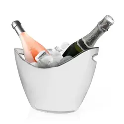 Ведро для шампанского 2,7 л. пласт. 270*200/160*115 мм. h=205 мм. с ручками для 2-х бутылок, белое VB /1/12/
