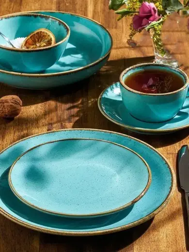 Набор десертных тарелок Porland Seasons 18 см (4 предмета), бирюзовый