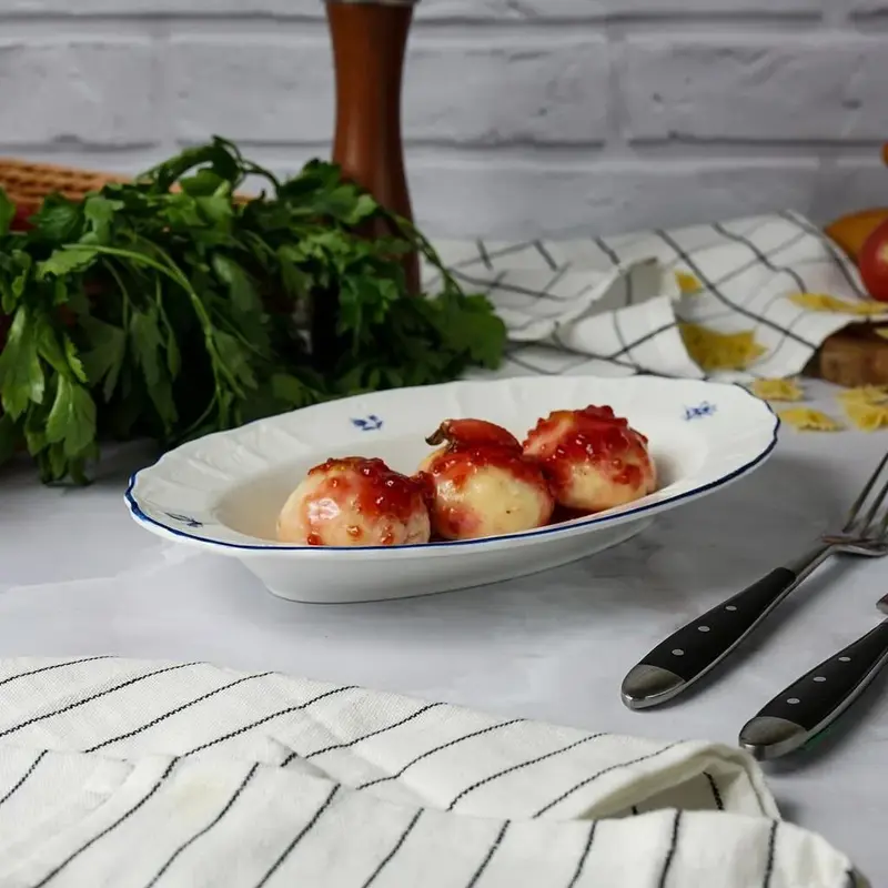 Блюдо овальное глубокое P.L. Proff Cuisine Blue Flower 25,2*15,7*3,6 см 250 мл