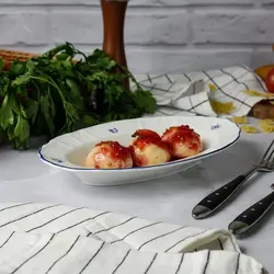 Блюдо овальное глубокое P.L. Proff Cuisine Blue Flower 25,2*15,7*3,6 см 250 мл