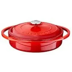 Кастрюля низкая 3,26 л, d 28 см, с крышкой, чугун, цвет красный