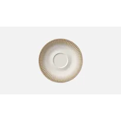Блюдце для чашки с рельефом d 16 см, h 1,9 см, бежевый декор по внешней кромке, Nature Infused