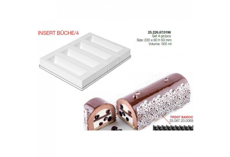 Форма кондитерская Silikomart INSERT BUCHE/4 22*6 см, h 5 см, силикон, Италия