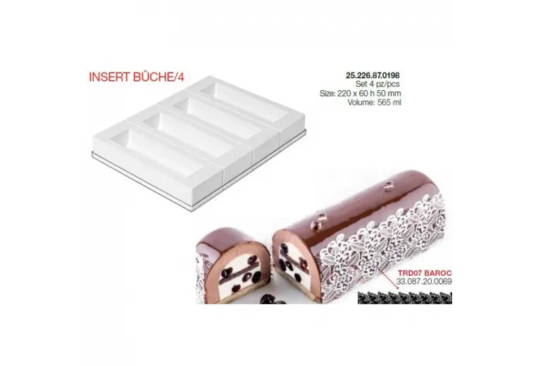 Форма кондитерская Silikomart INSERT BUCHE/4 22*6 см, h 5 см, силикон, Италия