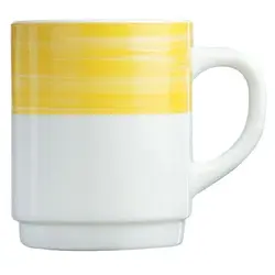 Кружка, ARC International, Brush, желтый край, штабелир., 250 мл, d 70 мм, h 88 мм