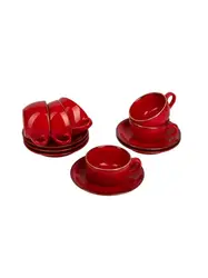 Набор чайных пар Porland Seasons 250 мл (12 предметов), красный