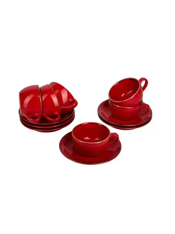 Набор чайных пар Porland Seasons 250 мл (12 предметов), красный