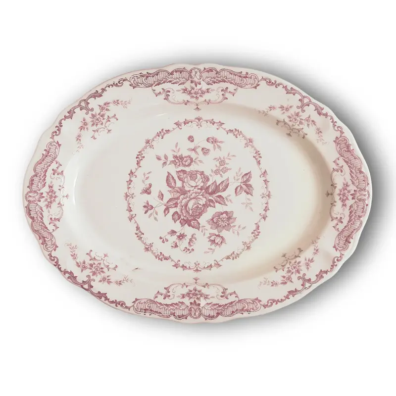 Блюдо овальное L 30,5 см, цвет декора розовый