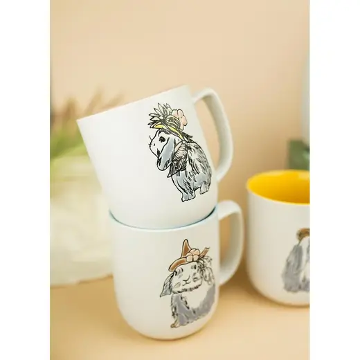 Кружка 500 мл белая "Кроличья доброта" розовая внутри P.L. Proff Cuisine