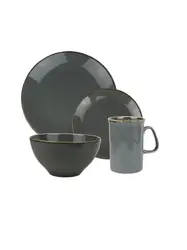 Набор из 4 предметов Porland Seasons (тарелка d 18 см, салатник d 16 см, кружка 325 мл, тарелка d 26 см), фарфор, цвет темно-серый