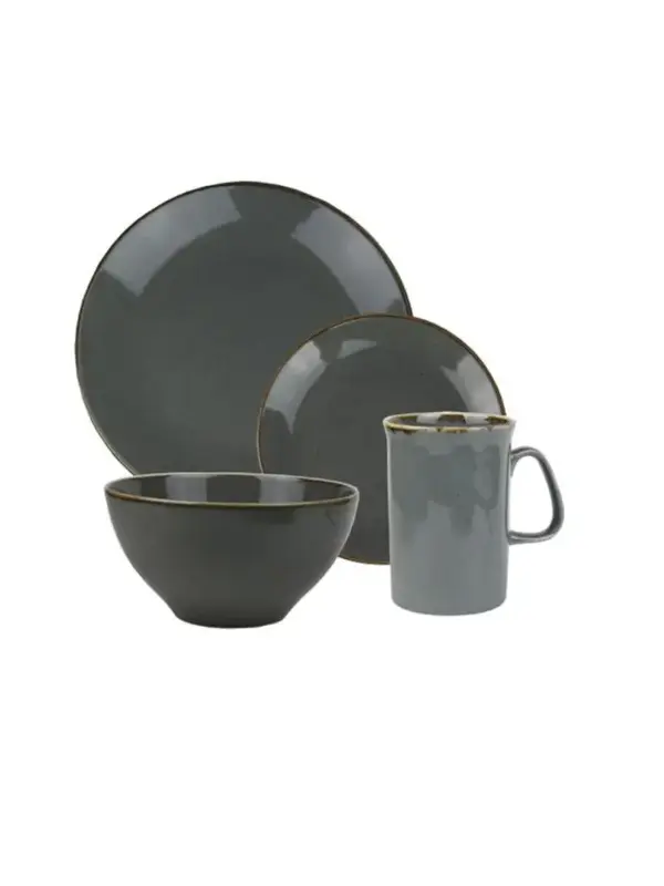 Набор из 4 предметов Porland Seasons (тарелка d 18 см, салатник d 16 см, кружка 325 мл, тарелка d 26 см), фарфор, цвет темно-серый