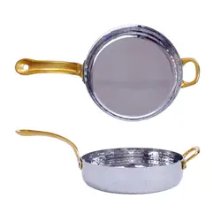 Сковорода порц. d=15,5 см. h=4 см. нерж. глубокая с 2 ручками латунь MGsteel /1/36/