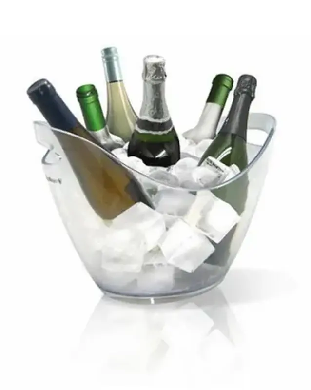 Ведро для шампанского 7 л. пласт. 355*255/210*160 мм. h=260 мм. с ручками для 6-ти бутылок, прозрачное VB /1/12/