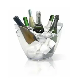 Ведро для шампанского 7 л. пласт. 355*255/210*160 мм. h=260 мм. с ручками для 6-ти бутылок, прозрачное VB /1/12/