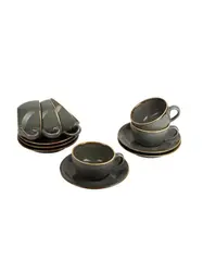 Набор чайных пар Porland Seasons 250 мл (12 предметов), тёмно-серый
