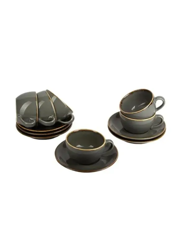 Набор чайных пар Porland Seasons 250 мл (12 предметов), тёмно-серый