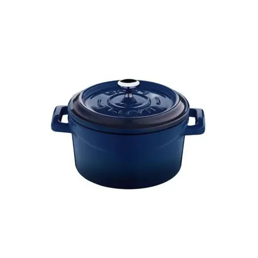 Кастрюля порционная круглая 0,35 л. чугун d=10 см. цвет синий/blue "TRENDY" LAVA