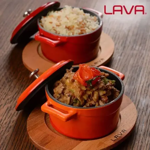 Кастрюля порционная круглая 0,35 л. чугун d=10 см. цвет синий/blue "TRENDY" LAVA