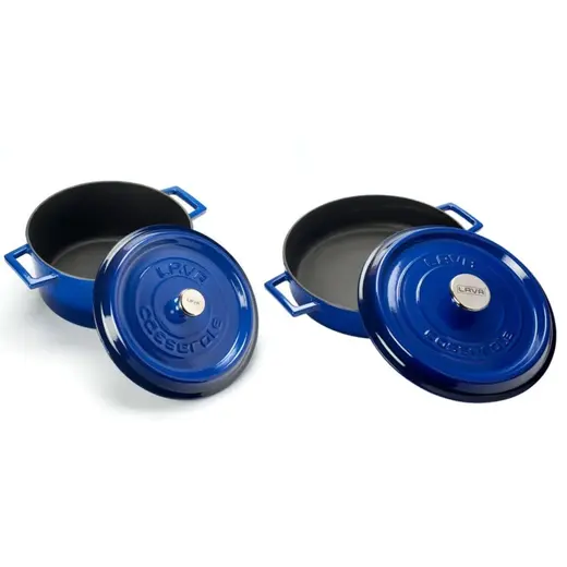 Кастрюля порционная круглая 0,35 л. чугун d=10 см. цвет синий/blue "TRENDY" LAVA