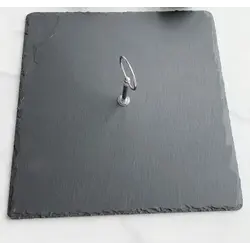 Блюдо для подачи квадр. 30*30 см. h=0,7 см. черное, сланец с ручкой MGprof /1/6/