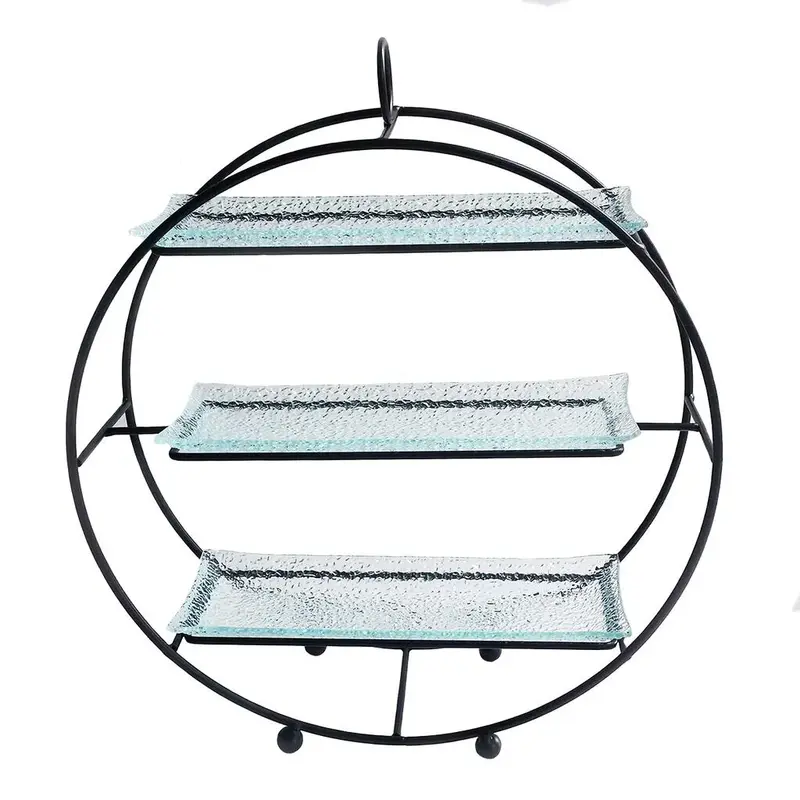 Подставка фуршетная горка 3 яруса 33*11*36 см нерж. + 3 блюда стекло P.L. Proff Cuisine