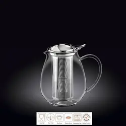 Чайник 600 мл. заварочный с откидной крышкой и колбой нерж. Термостекло Wilmax/1/24/