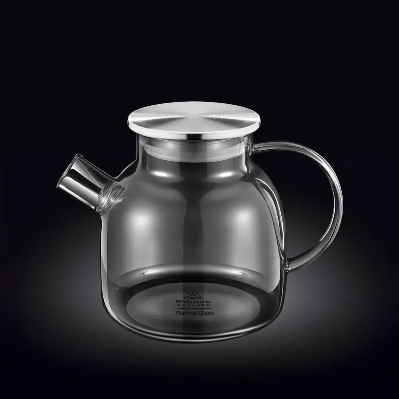 Чайник 1200 мл. заварочный серый, с крышкой нерж., Термостекло Wilmax /1/18/