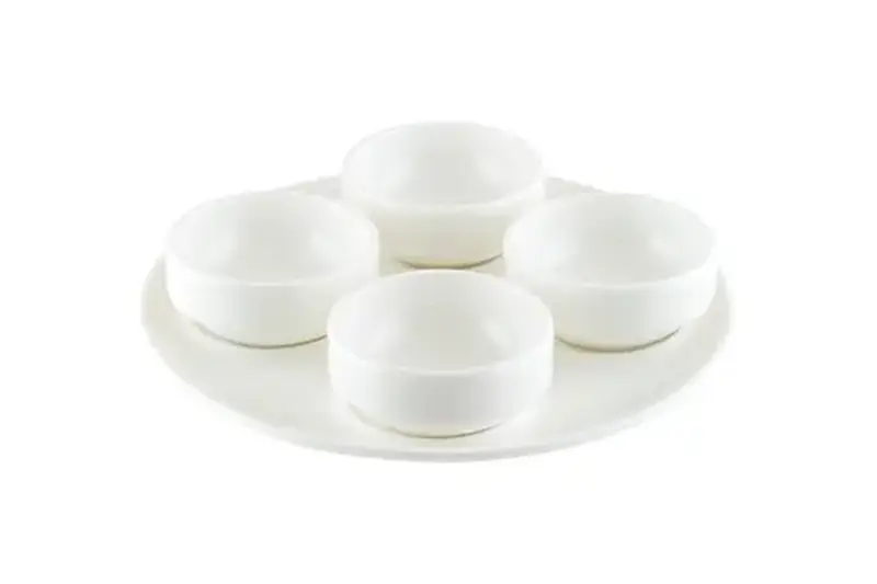 Блюдо для подачи круглое d=180 мм. с 4 соусниками 30 мл. Белый, форма Гурмэ Bonna /1/12/648/ 