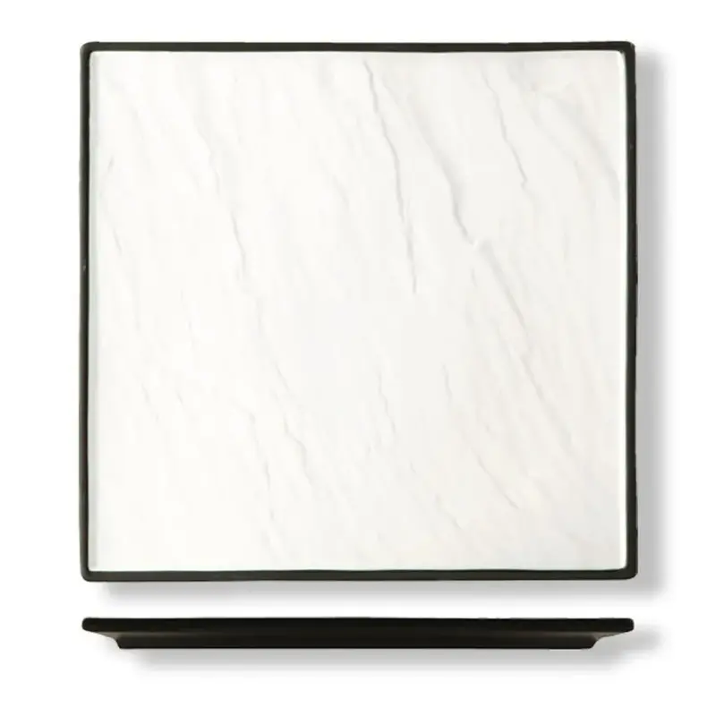 Блюдо квадратное 21,5*21,5 см Relief белое с черным бортом фарфор P.L. Proff Cuisine [6]