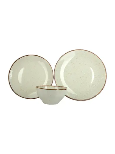 Набор обеденный 3 предмета Porland Seasons (1 тарелка обеденная 28 см, 1 тарелка обеденная 24 см, 1 миска 14 см 500 мл) бежевый