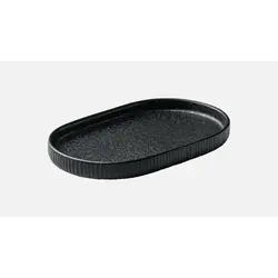 Блюдо овальное с вертикальным бортом (с рельефом) 30x20 см, h 2,4 см, цвет черный, Nara