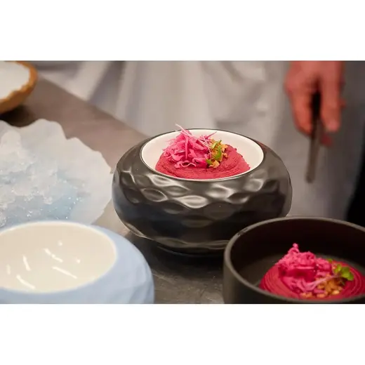 Блюдо для подачи бело-черное P.L. Proff Cuisine Shine 17,5 см 200 мл