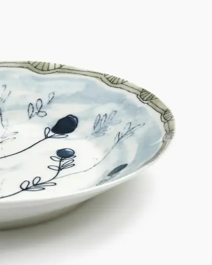 Тарелка глубокая 18 см Mirtillo Tea Midnight Flowers